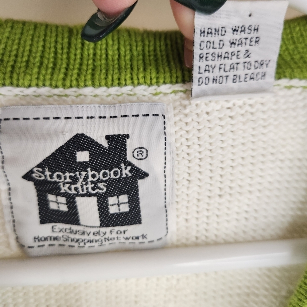 Storybook Knits Vintage Bee Daisy Garden Flower Knit Sweater Cardigan Small - Picture 6 of 8